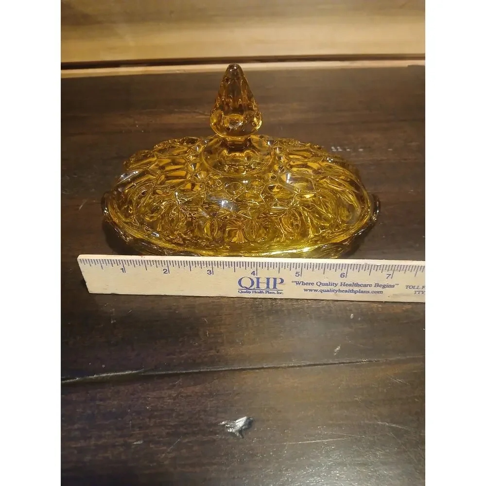 Vintage MCM Amber Better Dish with Lid Glass Oval Anchor Hocking Fairfield